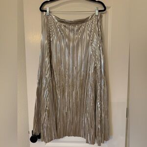 Anthropologie Metallic Silver Skirt